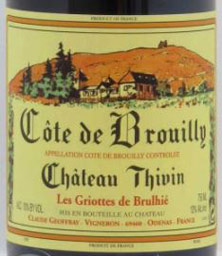 Côte de Brouilly Les Griottes de Brulhié Château Thivin