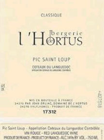 Coteaux du Languedoc Pic Saint-Loup L'Hortus Bergerie de l'Hortus Classique Famille Orliac