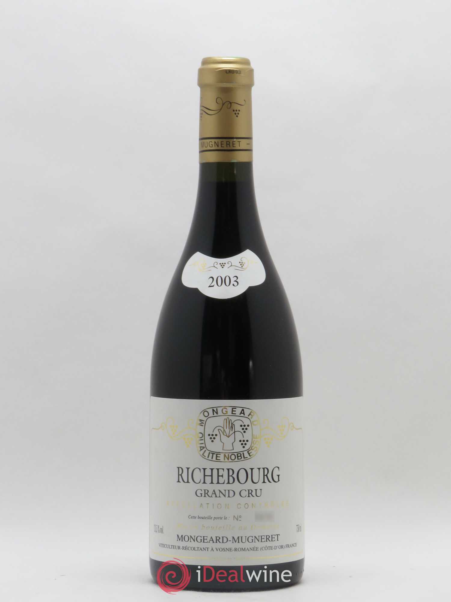 Buy Richebourg Grand Cru MongeardMugneret (Domaine) 2003 (lot 1697)