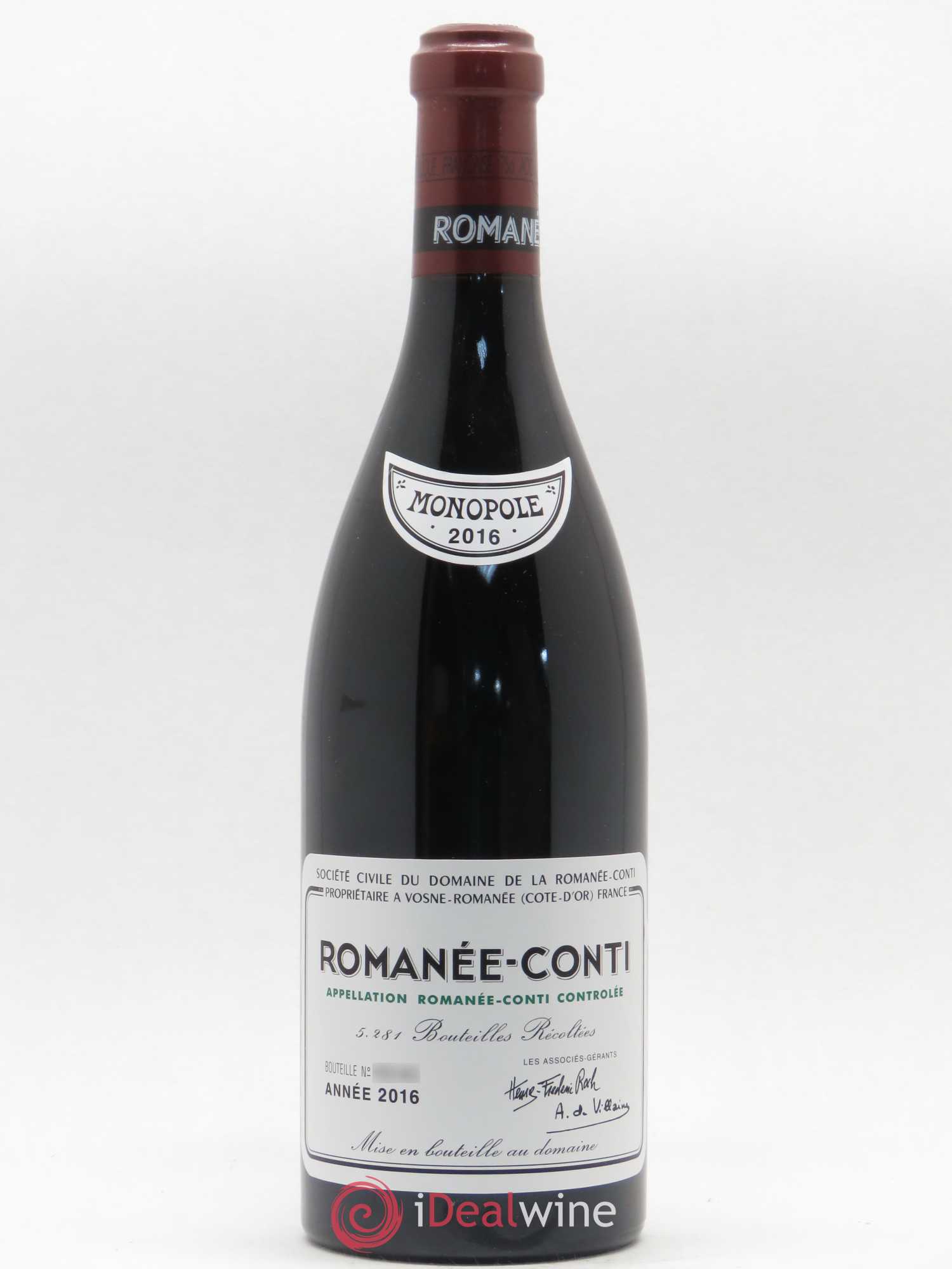 Buy Romanee Conti Grand Cru Domaine De La Romanee Conti 2016 Lot 6518