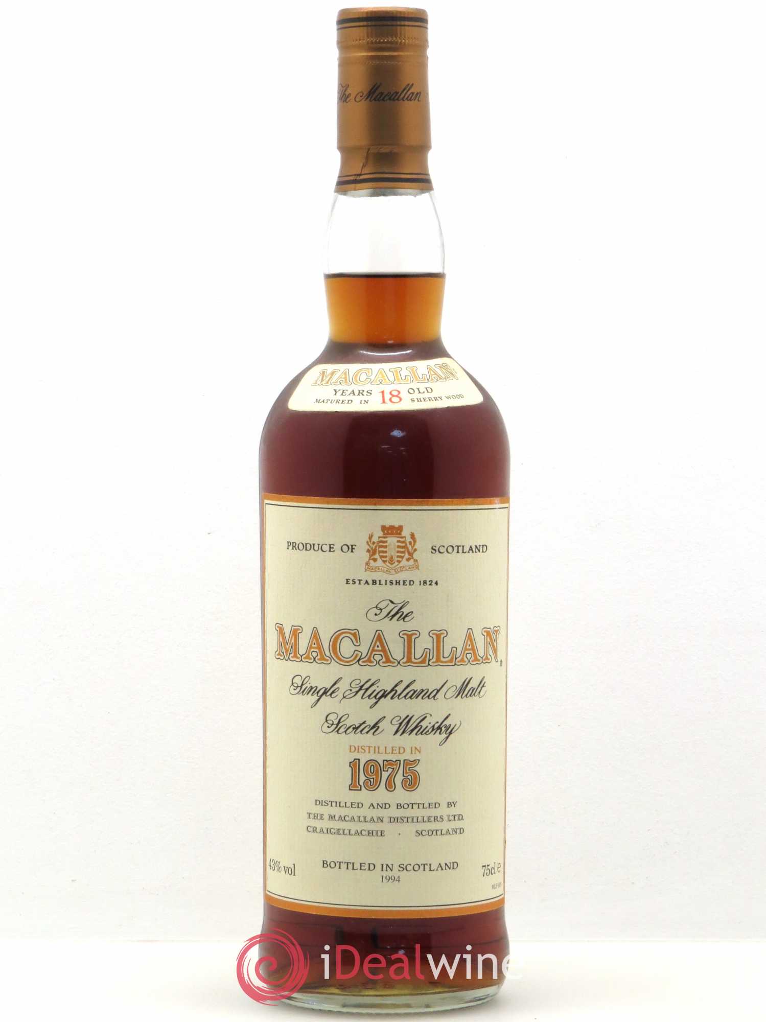 Buy Whisky Macallan 18 Year Old Single Highland Malt Scotch 1975 Lot 289