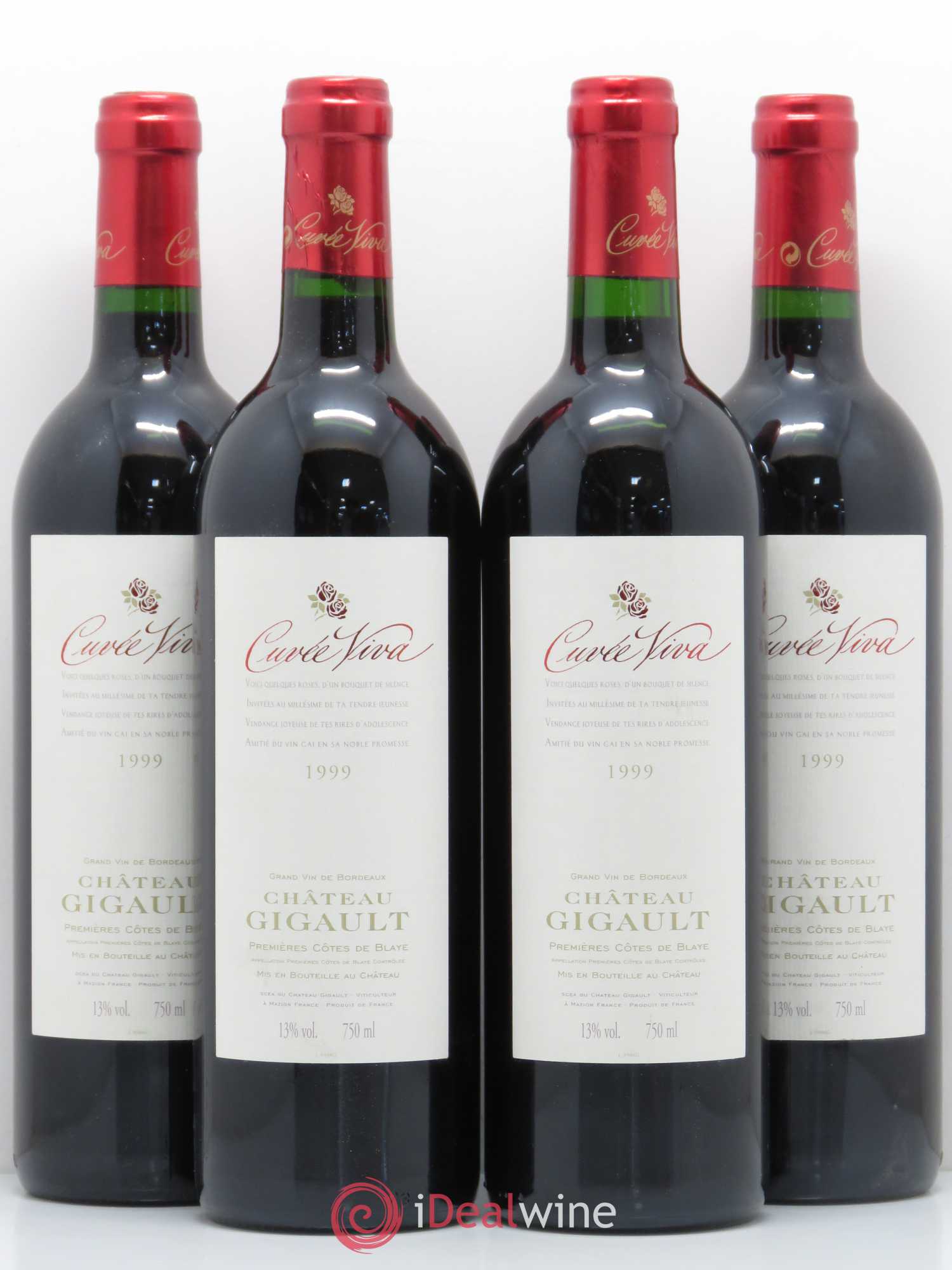 Buy PremièresCôtesdeBlaye (BlayeCôtesdeBordeaux) Château Gigault Cuvée Viva 1999 (lot 8716)