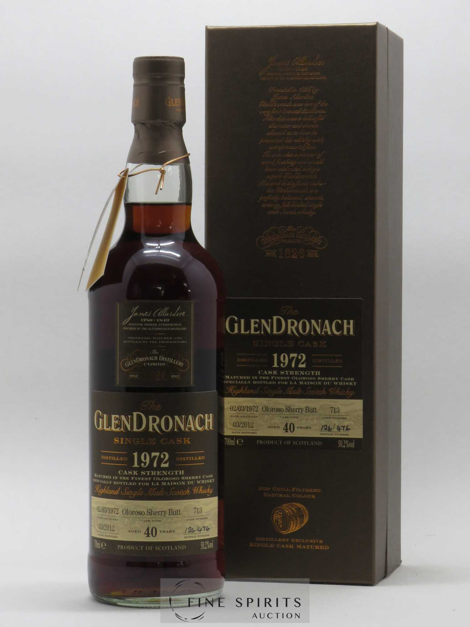Glendronach 40 years 1972 Of. Single Oloroso Sherry Butt n°713 - bottled 2012 
