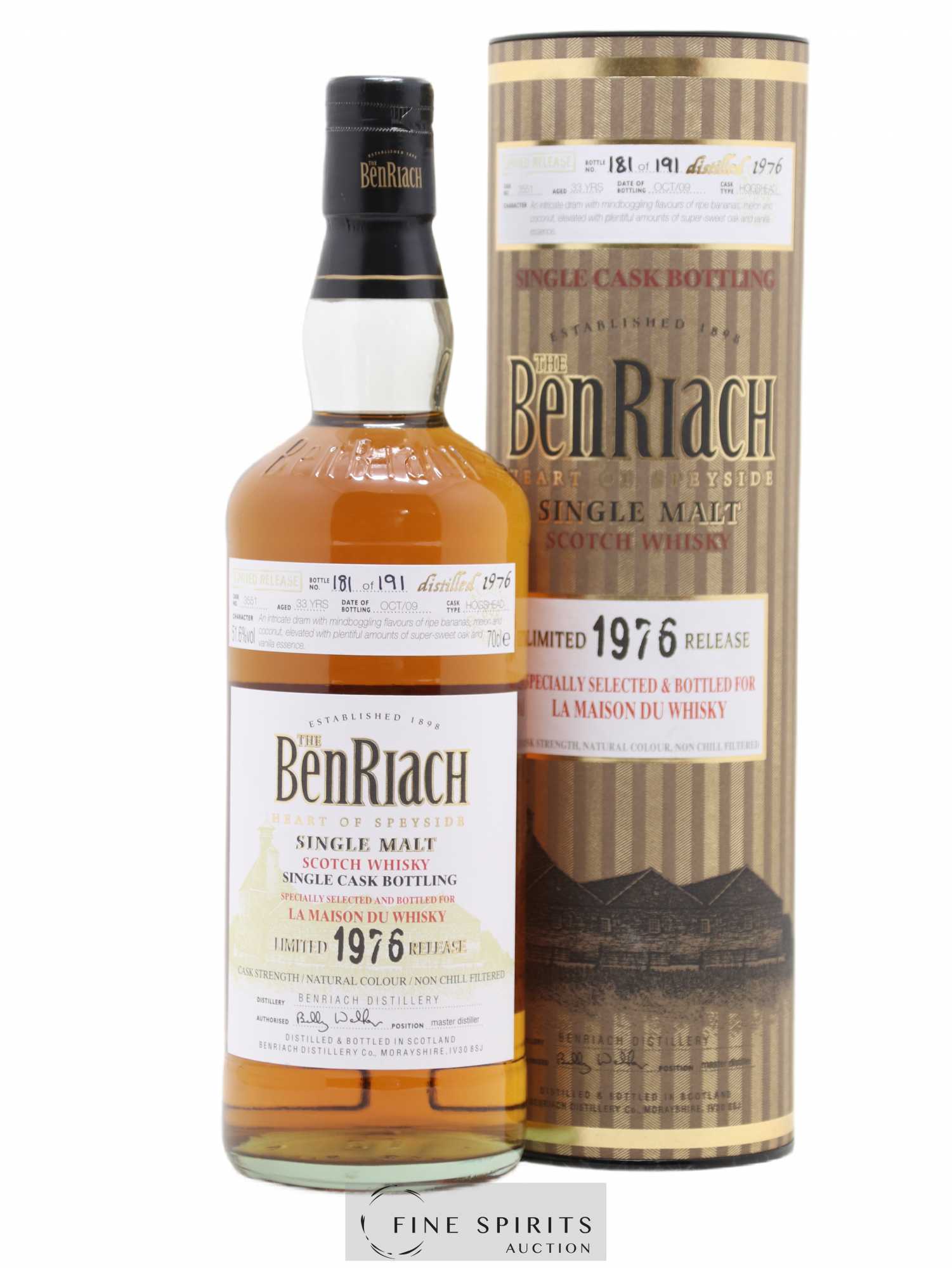 Benriach 33 years 1976 Of. Cask n°3551 - One of 191 - bottled 2009 LMDW Limited Release 