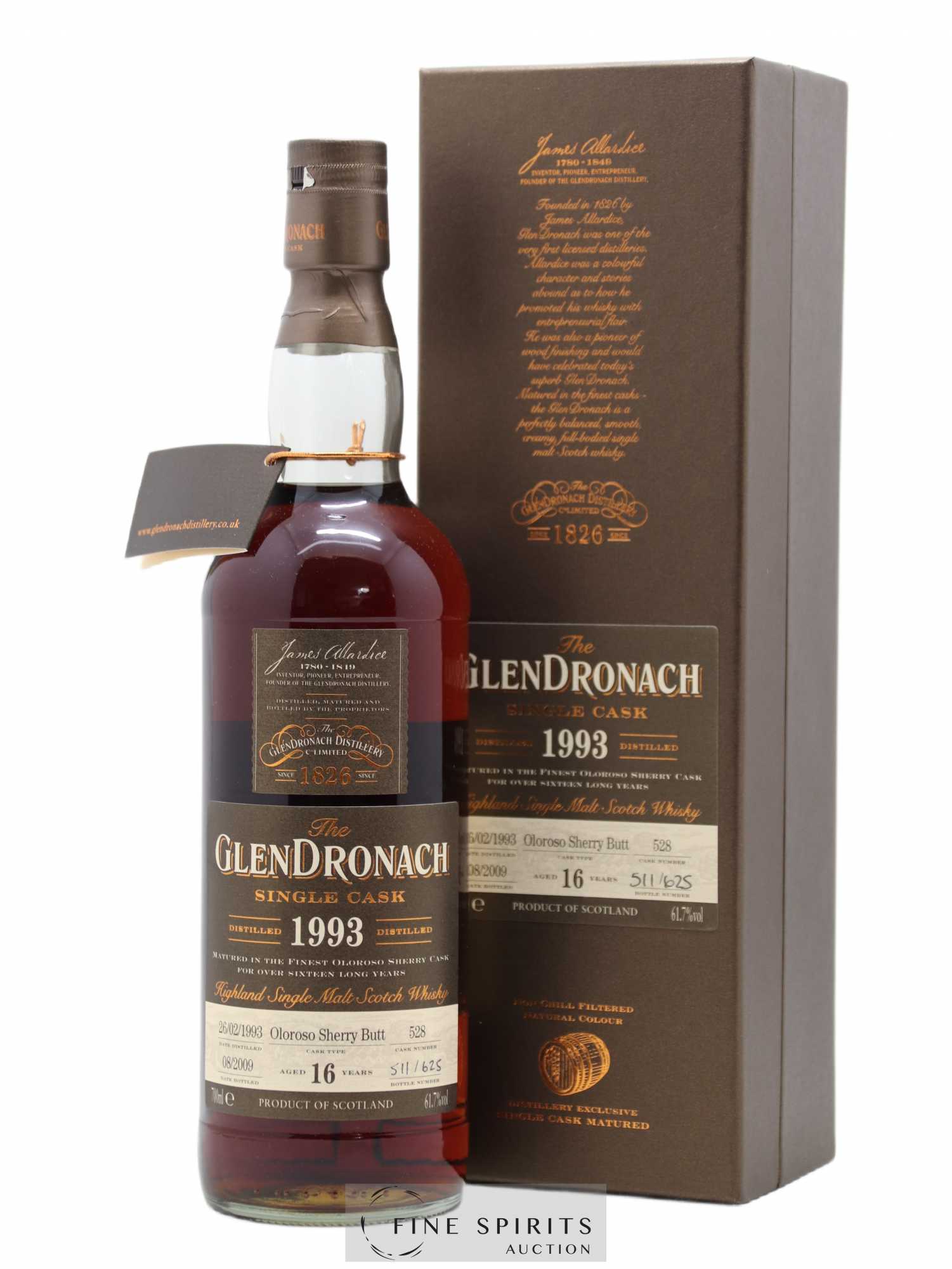 Glendronach 16 years 1993 Of. Oloroso Sherry Butt n°528 - One of 625 - bottled 2009 
