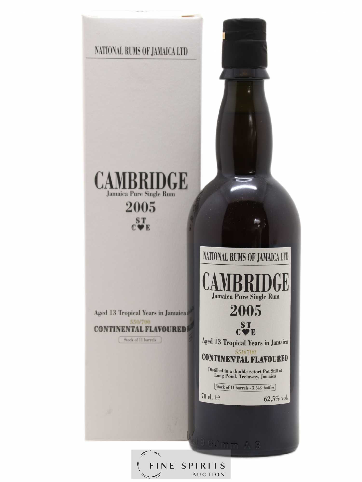 Cambridge 13 years 2005 Of. Mark ST C E - One of 3648 - bottled 2018 LM&V National Rums of Jamaica Continental Flavoured