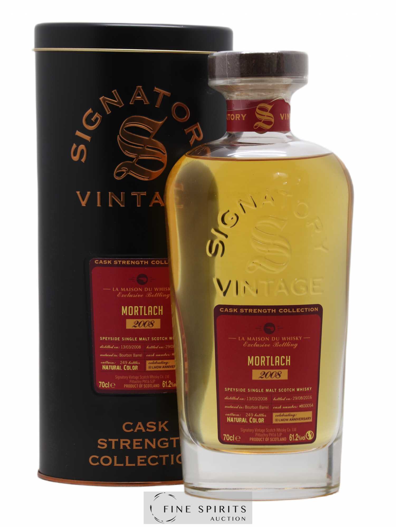 Mortlach 2008 Signatory Vintage Exclusive Bottling Bourbon Barrel n°800054 - One of 249 - bottled 2016 LMDW Anniversary Cask Strength Collection 