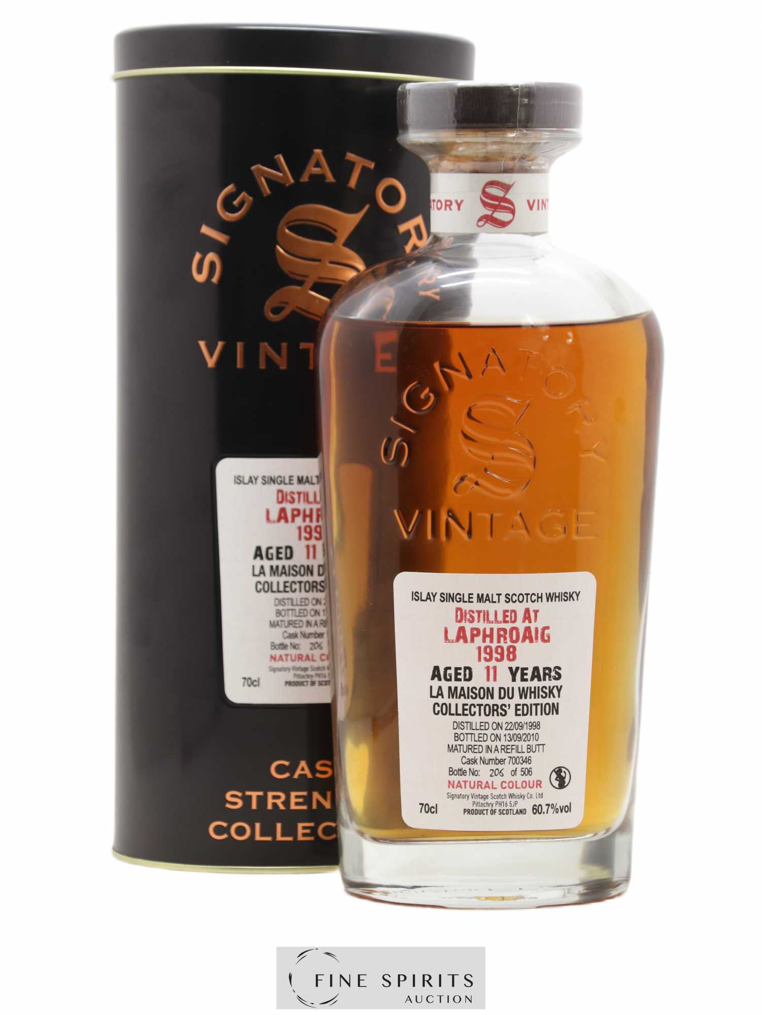 Laphroaig 11 years 1998 Signatory Vintage Collector's Edition Refill Butt n°700346 - One of 506 - bottled 2010 LMDW Cask Strength Collection 
