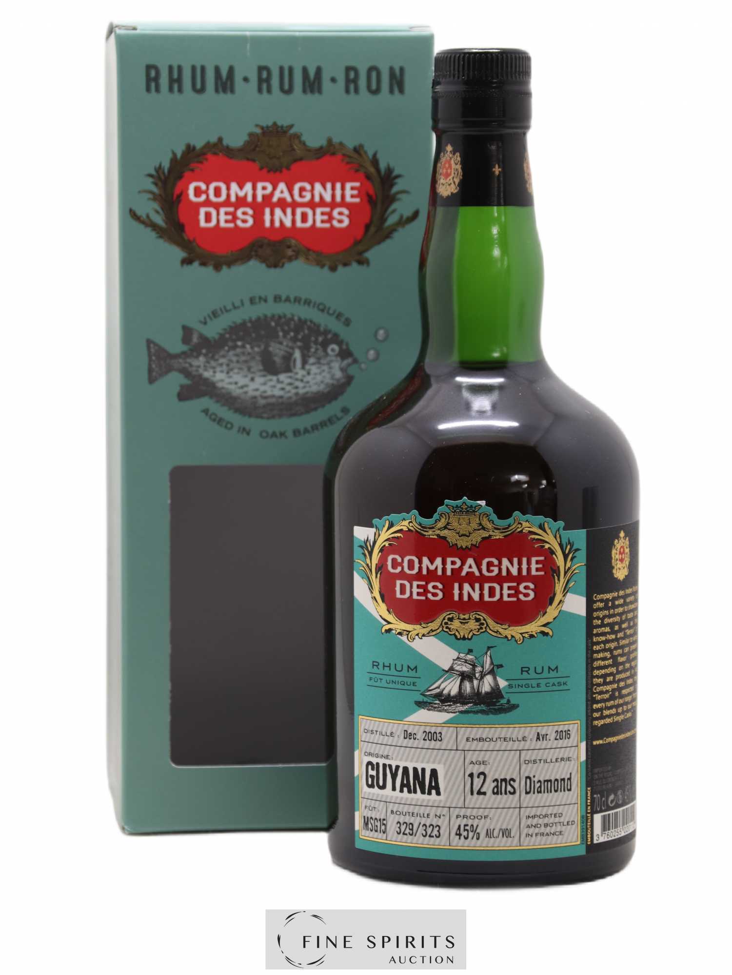 Diamond 12 years 2003 Compagnie des Indes Single Cask n°MSG15 - One of 323 - bottled 2016 