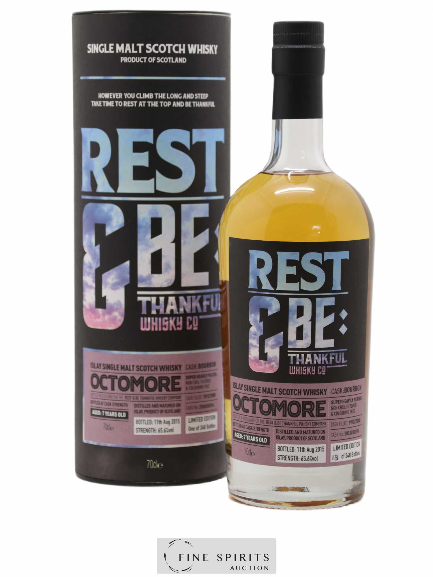 Octomore 7 years 2008 Rest & Be Thankful Bourbon Cask n°2008000894 - One of 248 - bottled 2015 Limited Edition 