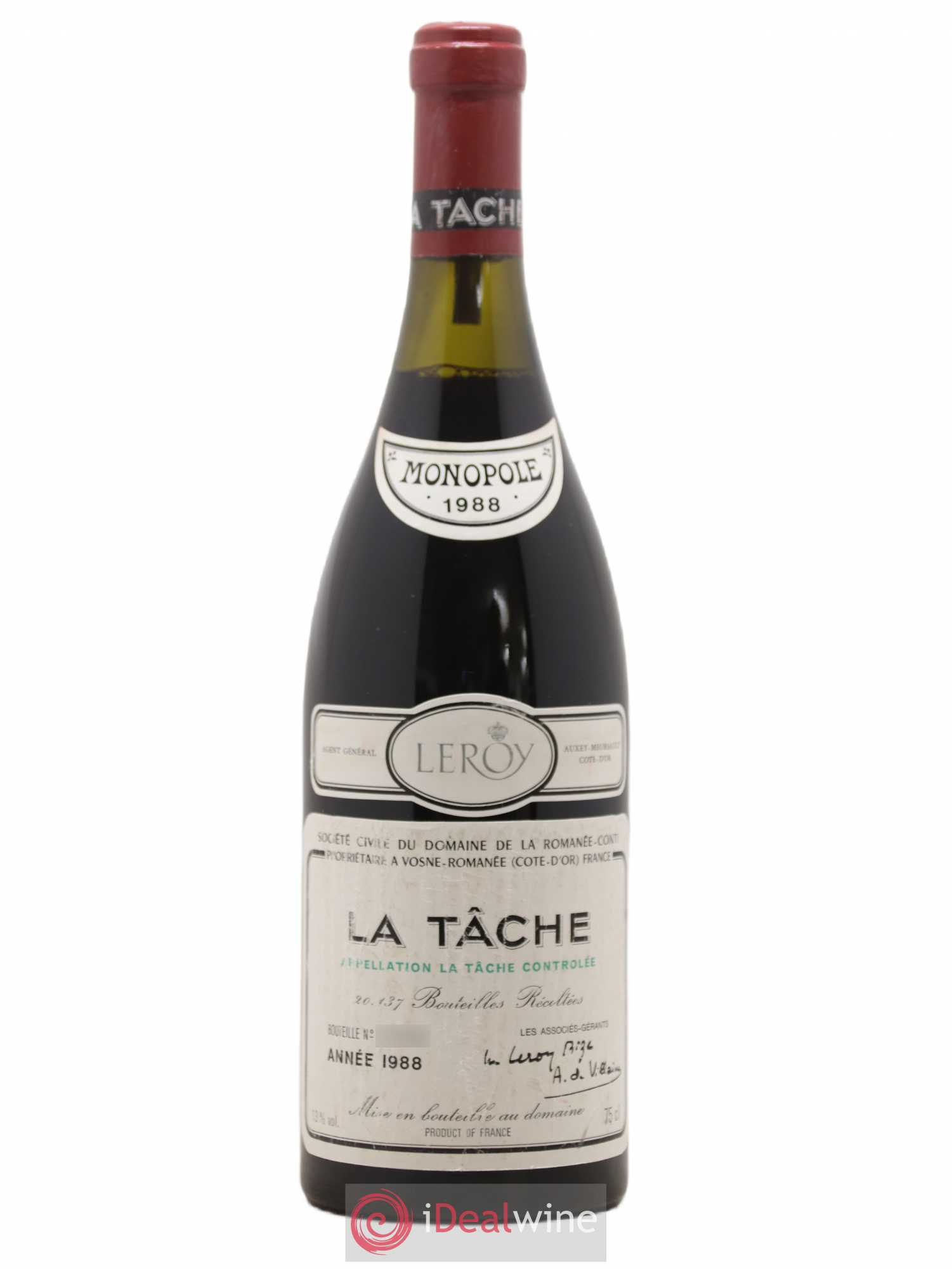 Buy La Tâche Grand Cru Domaine de la Romanée-Conti 1988 (lot: 3369)