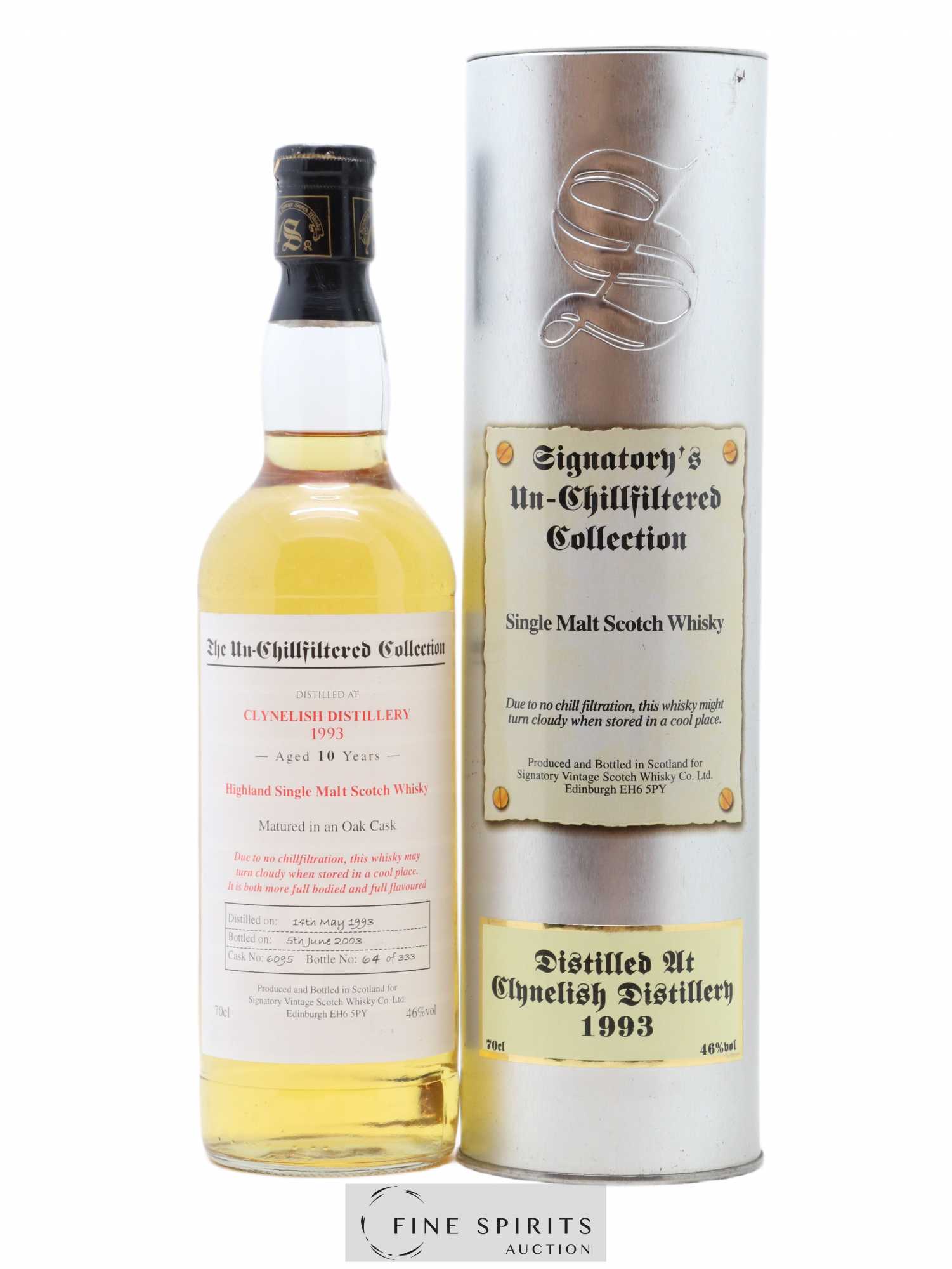 Clynelish 10 years 1993 Signatory Vintage Oak Cask n°6095 - One of 333 - bottled 2003 The Un-Chillfiltered Collection 