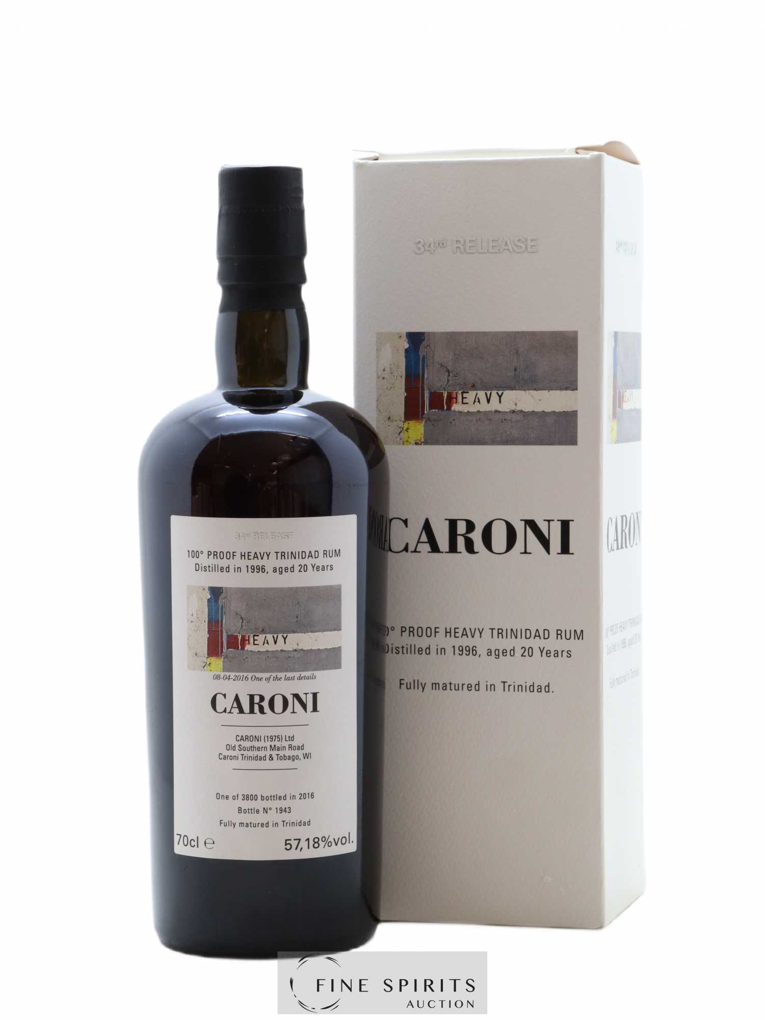 Caroni 20 years 1996 Velier The Heavy Wall 100° Proof 34th Release - One of 3800 - bottled 2016 Special Release 