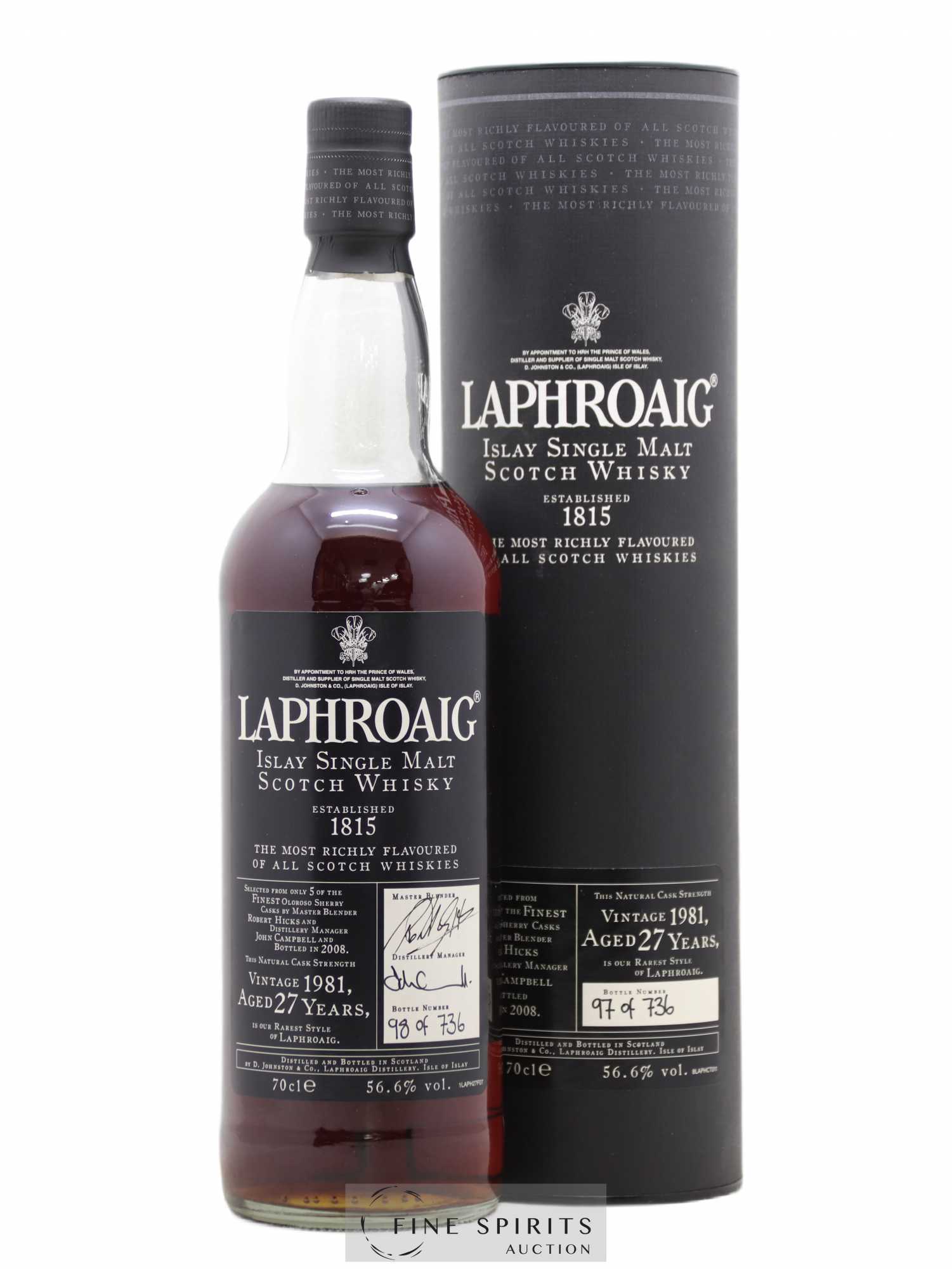 Laphroaig 27 years 1981 Of. Oloroso Sherry Casks - One of 736 - bottled 2008 