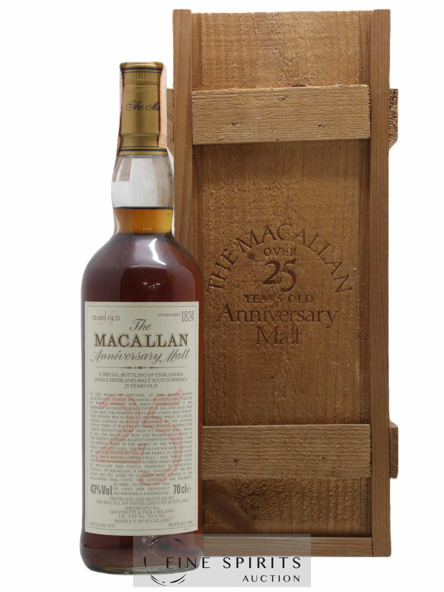 Macallan (The) 25 years 1972 Of. Anniversary Malt bottled 1998 Special Bottling 
