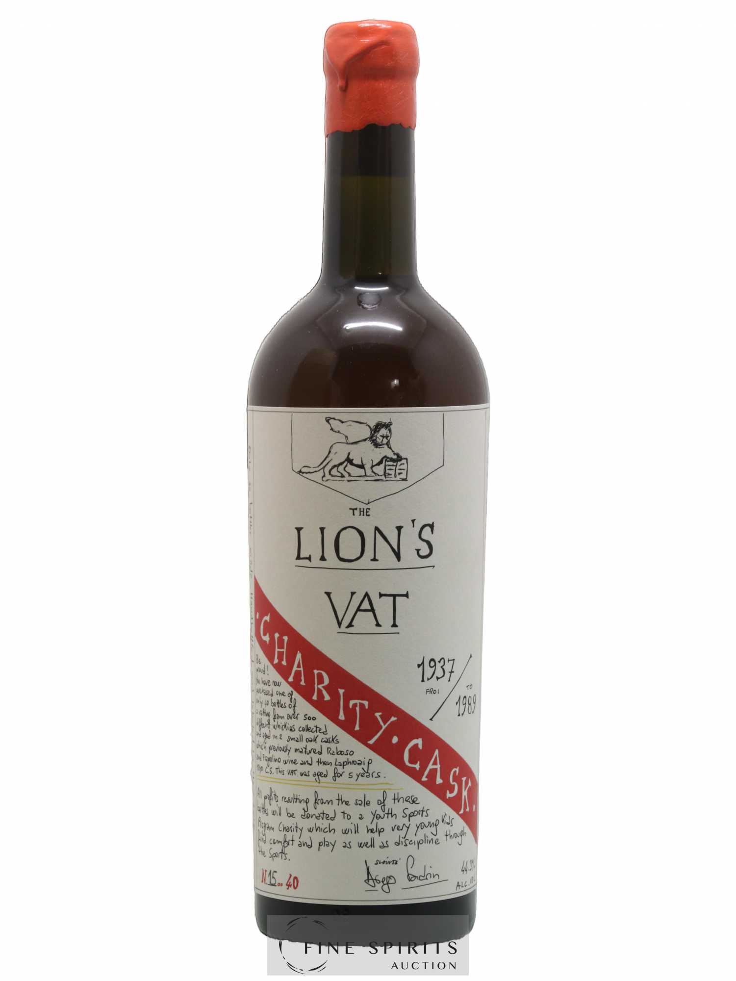 The Lion's Vat Of. Charity Cask One of 40 - bottled 2018 