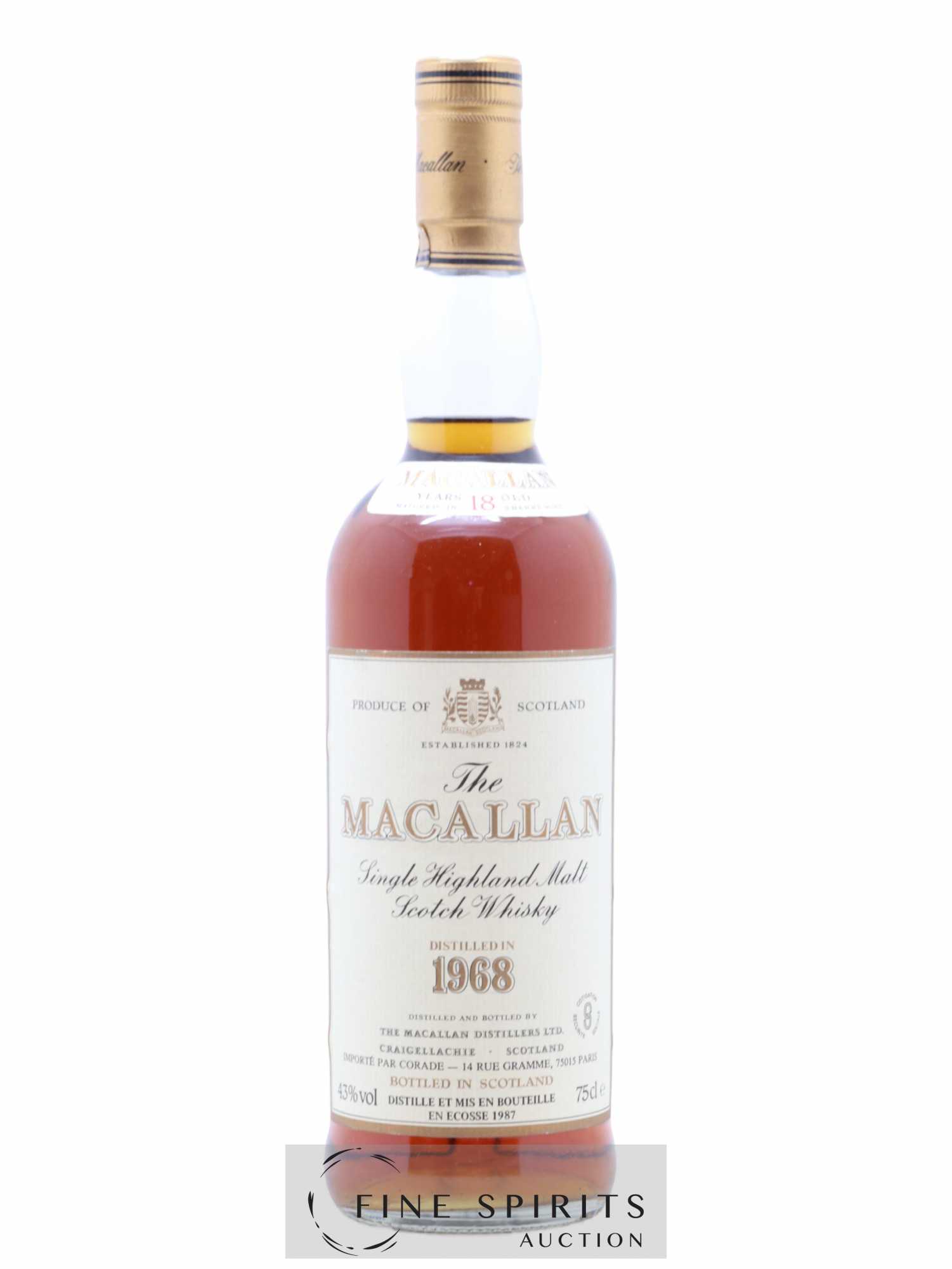 Macallan (The) 18 years 1968 Of. Sherry Wood Matured - bottled 1987 Corade Import 