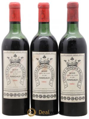 Château Marquis d'Alesme Becker 3ème Grand Cru Classé  1964 - Lot of 3 Bottles