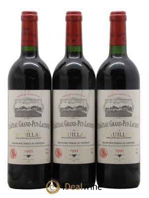 Château Grand Puy Lacoste 5ème Grand Cru Classé  1995 - Posten von 3 Flaschen