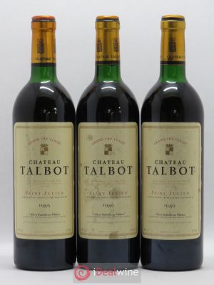 Château Talbot 4ème Grand Cru Classé  1986 - Lot of 3 Bottles
