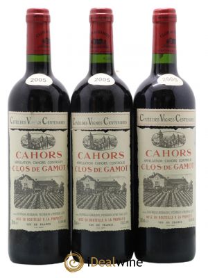 Cahors Clos de Gamot famille Jouffreau Vignes centenaires 2005 - Lot of 3 Bottles