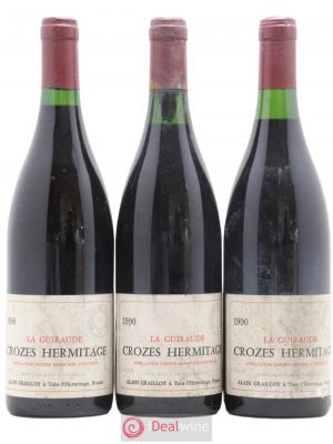 Crozes-Hermitage La Guiraude Domaine Graillot  1990 - Lot of 3 Bottles