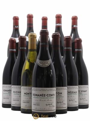 Bouteille Assortiment 2018 du Domaine de la Romanée-Conti Domaine de la Romanée-Conti 2 caisses de 6 bouteilles (1 Corton, 1 Montrachet, 2 Echezeaux, 1 Grands Echezeaux, 2 Romanée Saint Vivant, 1 Richebourg, 3 La Tache, 1 Romanée Conti) 2018 - Lot de 12 Bouteilles