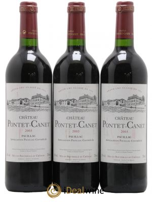 Château Pontet Canet 5ème Grand Cru Classé 2003 - Lot de 3 Bottles