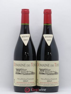 IGP Pays du Vaucluse (Vin de Pays du Vaucluse) Domaine des Tours Merlot Domaine des Tours E.Reynaud  2005 - Lot de 2 Bouteilles