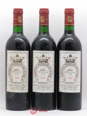 Château Marquis d'Alesme Becker 3ème Grand Cru Classé  1986 - Lot of 3 Bottles
