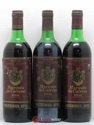 Rioja DOCa Reserva Marquès de Caceres  1970 - Lot de 3 Bouteilles