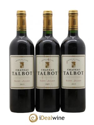 Château Talbot 4ème Grand Cru Classé (no reserve) 2015 - Lot of 3 Bottles