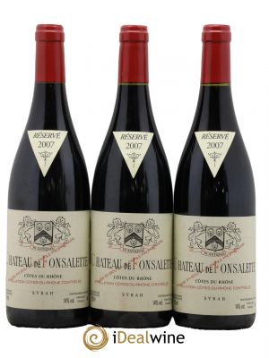 Côtes du Rhône Cuvée Syrah Château de Fonsalette  2007 - Lot of 3 Bottles