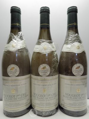 Vougeot 1er Cru Clos Blanc de Vougeot Domaine de l'Héritier Guyot 1994 - Lot de 3 Bouteilles