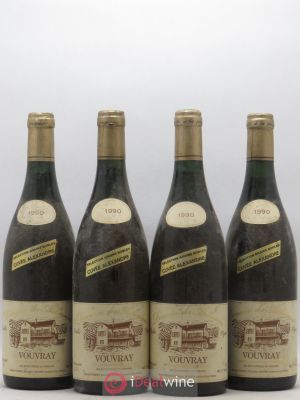 Vouvray Vieilles vignes Selection Grains Nobles Cuvee Alexandre Domaine Des Aubuisieres 1990 - Lot of 4 Bottles