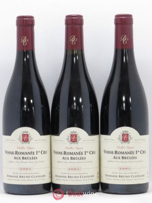 Vosne-Romanée 1er Cru Aux Brulées Vieilles Vignes Bruno Clavelier  2005 - Lot de 3 Bouteilles