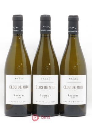 Saumur Clos de Midi Brézé Domaine Arnaud Lambert (no reserve) 2018 - Lot of 3 Bottles