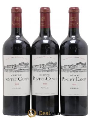 Château Pontet Canet 5ème Grand Cru Classé 2012 - Lot de 3 Bottles