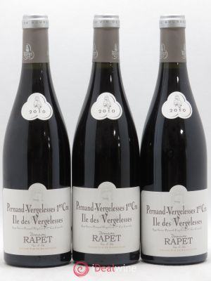 Pernand-Vergelesses 1er Cru Ile des Vergelesses Rapet Pere et Fils 2010 - Lot of 3 Bottles
