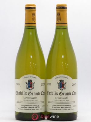 Chablis Grand Cru Grenouilles Jean-Paul & Benoît Droin (Domaine) (no reserve) 2003 - Lot of 2 Bottles