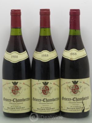 Gevrey-Chambertin Domaine Bernard Raphet 1988 - Lot of 3 Bottles
