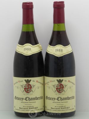 Gevrey-Chambertin Domaine Bernard Raphet 1988 - Lot of 2 Bottles