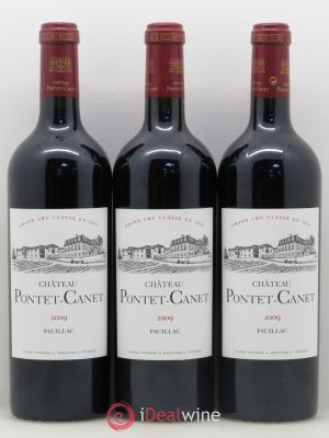 Château Pontet Canet 5ème Grand Cru Classé  2009 - Lot de 3 Bouteilles