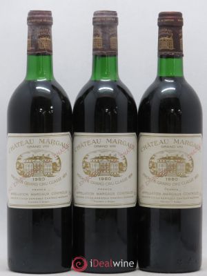 Château Margaux 1er Grand Cru Classé  1980 - Lot of 3 Bottles