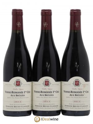 Vosne-Romanée 1er Cru Aux Brulées Vieilles Vignes Bruno Clavelier  2012 - Lot of 3 Bottles