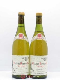 Chablis 1er Cru Séchet René et Vincent Dauvissat  1990 - Lot of 2 Bottles