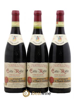 Côte-Rôtie la Chatillonne Côte Blonde Vidal Fleury  1990 - Lot of 3 Bottles