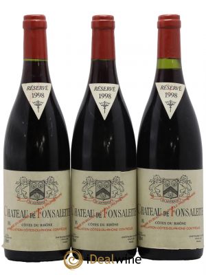 Côtes du Rhône Château de Fonsalette Emmanuel Reynaud  1998 - Lot of 3 Bottles