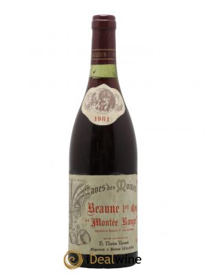 Beaune 1er Cru Montée Rouge Caves Des Moines 1981 - Lot of 1 Bottle