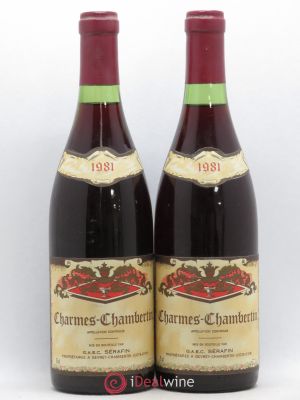 Charmes-Chambertin Grand Cru Domaine Serafin 1981 - Lot de 2 Bouteilles